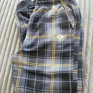 Plaid Joggers with Embroidered Logo